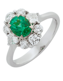 Emerald Ring - 18ct White Gold Emerald & Diamond Ring - 770399 - Salera's