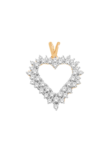 Diamond Pendant - 9ct Yellow & White Gold Diamond Heart Pendant - 770407