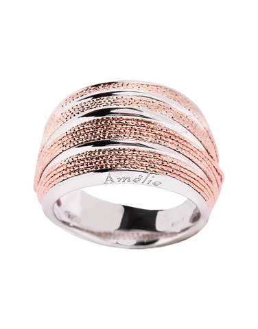Mode d'Amelie - Sterling Silver & Rose Tone Ring - 770570
