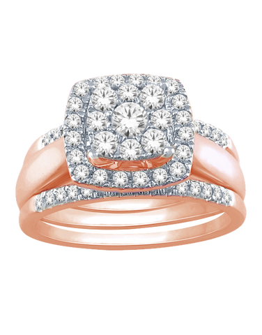 Bridal Set - 14ct Rose & White Gold Diamond Bridal Ring Set - 771093