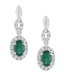 14ct White Gold Diamond Set & Natural Emerald Pendant & Earrings