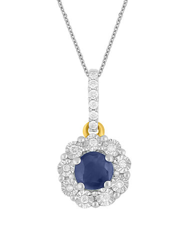 14ct Yellow Gold Natural Sapphire and Diamond Pendant - 780699