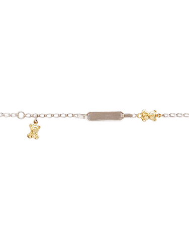 Gold Bracelet -  10ct White Gold ID Charm Bracelet - 781365