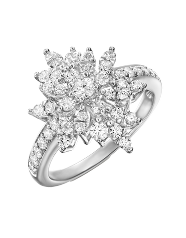 Diamond Ring - 10ct White Gold Snowflake Diamond Set Ring - 781604