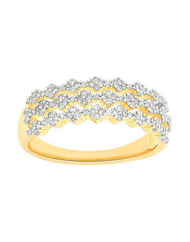 Diamond Ring - 10ct Yellow Gold Paralesque Diamond Set Ring - 781609