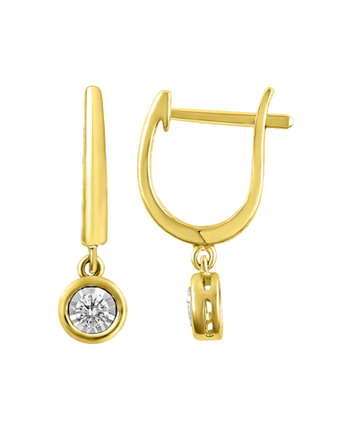 Diamond Earrings - 10ct Yellow Gold Diamond Drop Earrings - 782350