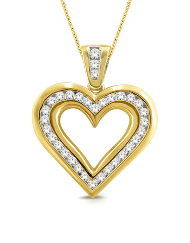 Diamond Pendant - 9ct Yellow Gold Diamond Heart Pendant - 782503
