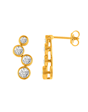 14ct Yellow Gold Diamond Drop Earrings - 783607