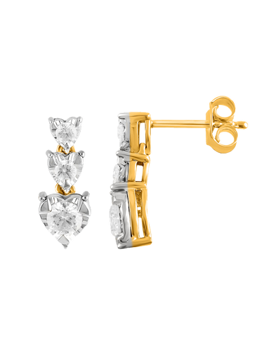 14ct Yellow & White Gold Diamond Drop Earrings - 783622