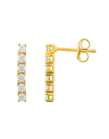 14ct Yellow & White Gold Diamond Drop Earrings - 783638