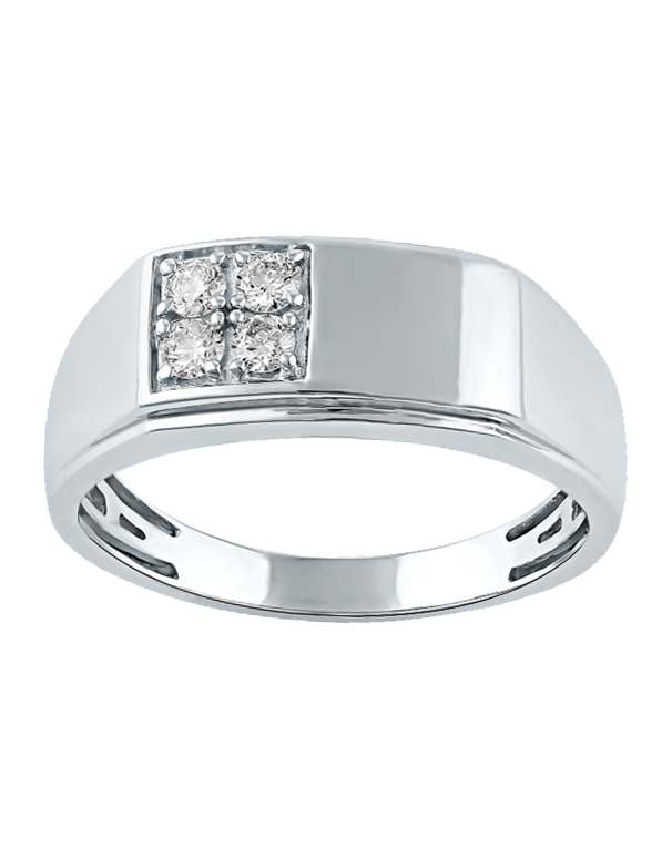 Men's Ring - 9ct White Gold Diamond Gents Ring - 783724