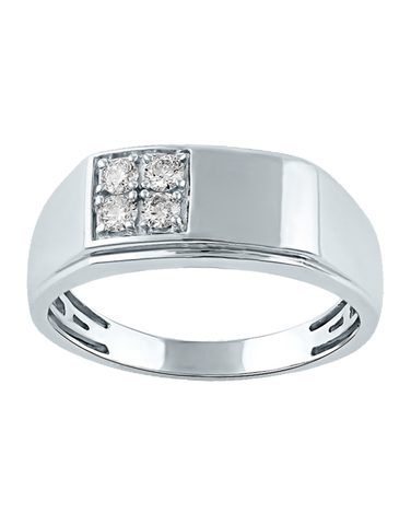 Men's Ring - 9ct White Gold Diamond Gents Ring - 783724