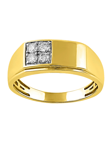 Men's Ring - 9ct Yellow Gold Diamond Gents Ring - 783725