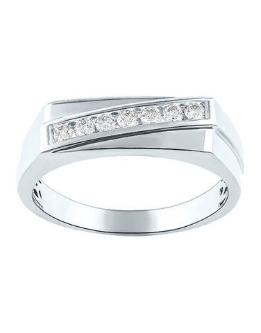 Men's Ring - 9ct White Gold Diamond Gents Ring - 783726