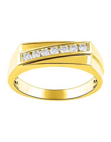 Men's Ring - 9ct Yellow Gold Diamond Gents Ring - 783727
