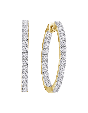Diamond Earrings - 14ct Yellow Gold Inside Out Diamond Hoop Earrings - 783751