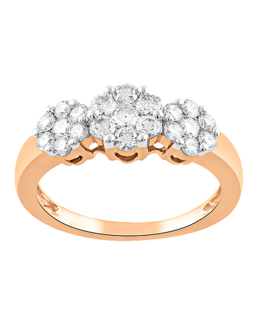 Diamond Ring - 10ct Rose Gold Diamond Cluster Ring - 783790