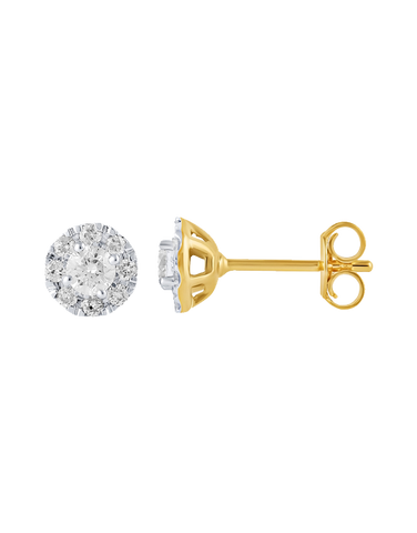 14ct Yellow and White Gold Diamond Stud Earrings - 783907