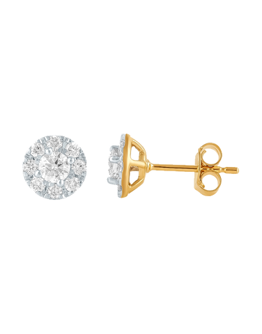 14ct Yellow and White Gold Diamond Stud Earrings - 783909