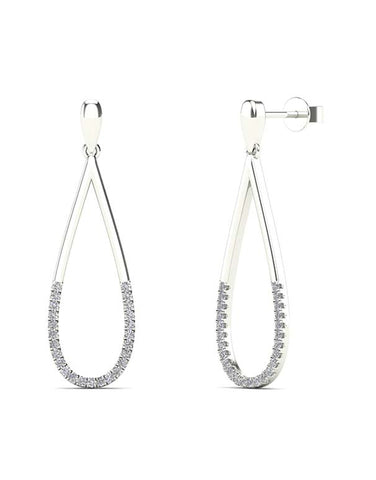 14ct White Gold Diamond Drop Earrings - 784220