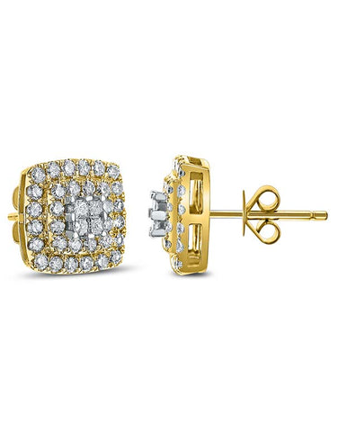 14ct Yellow and White Gold Diamond Stud Earrings - 784223
