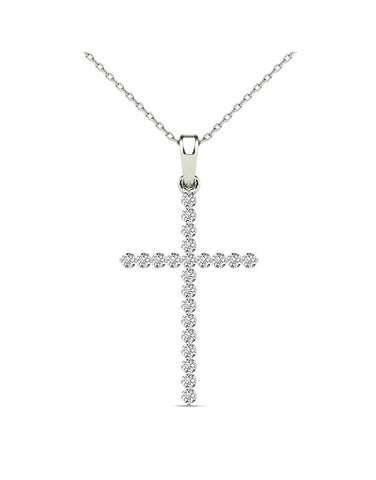 14ct White Gold Diamond Cross Pendant - 784257