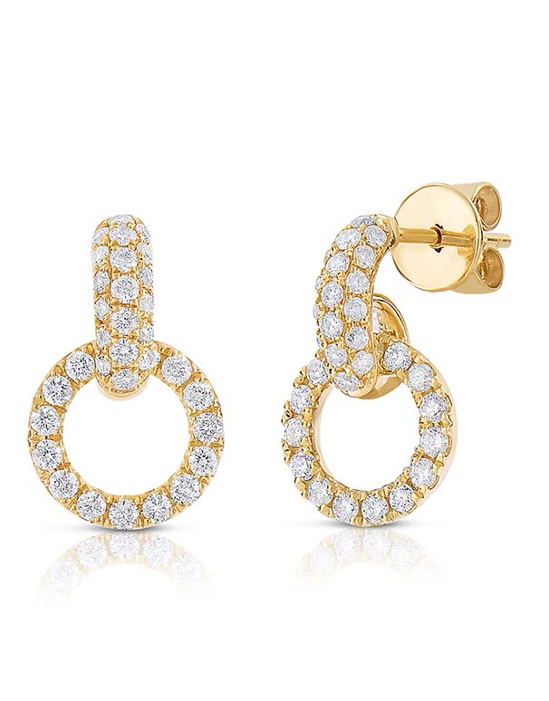 14ct Yellow Gold Diamond Drop Earrings - 784327