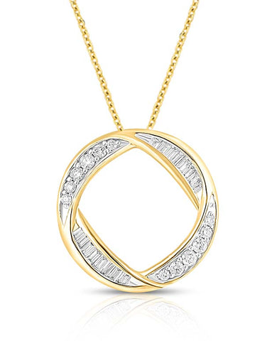10ct Yellow Gold Circle Diamond Pendant - 785902