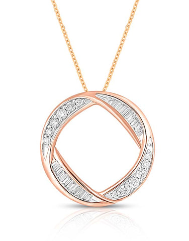 10ct Rose and White Gold Circle Diamond Pendant - 785903