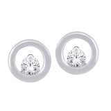Diamond Earrings - 10ct White Gold Diamond Circle Stud Earrings - 786589