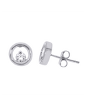 Diamond Earrings - 10ct White Gold Diamond Circle Stud Earrings - 786589