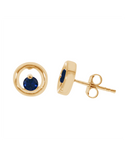 Sapphire Earrings - 10ct Yellow Gold Natural Sapphire Circle Stud Earrings - 786591