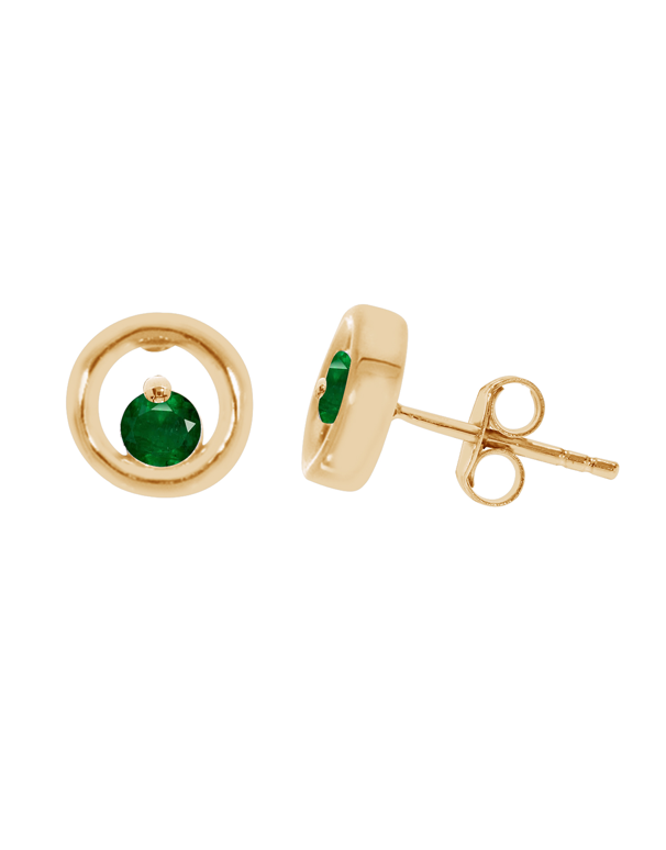 Genuine emerald stud top earrings