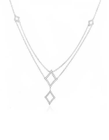 Diamond Necklace - 10ct White Gold Diamond Necklace - 786849