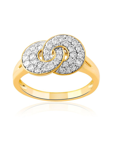 Diamond Ring - 14ct Yellow and White Gold Diamond Ring - 786868
