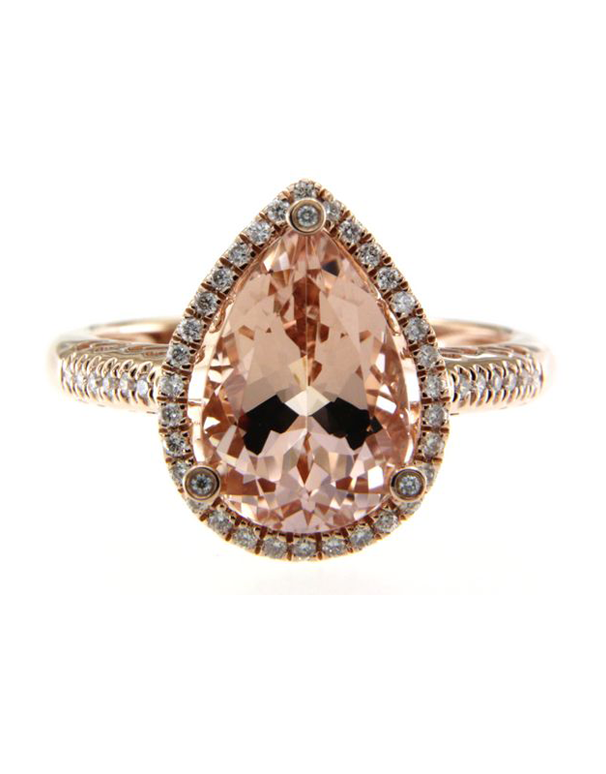 Cushion-Cut Morganite Ring with Pave Diamonds