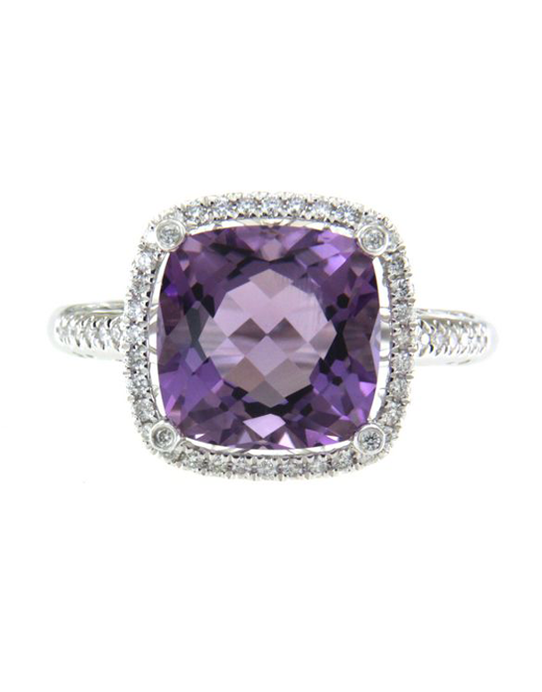 Amethyst Ring 14ct White Gold Amethyst Diamond Ring 786916