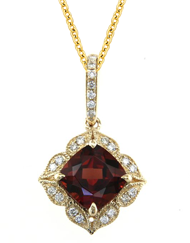 Garnet and outlet diamond necklace