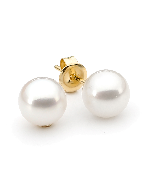 Pearl Earrings - 18ct Yellow Gold Akoya Pearl Studs - 757096