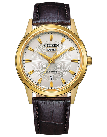 Citizen - Eco-Drive Gold Tone Case Silver Dial Day/Date 40mm - AW0102-13A - 784992