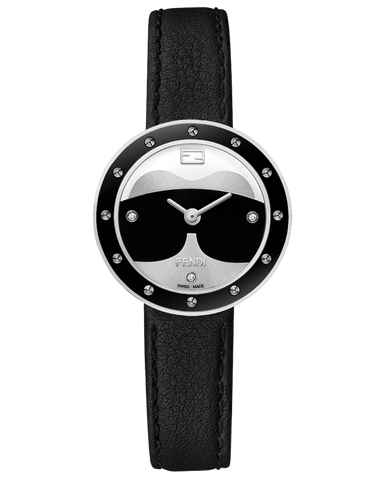 Fendi My Way Karlito, Round curved case watch with fur colar - F363021611D1 - 770101