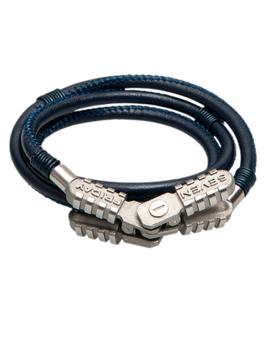 SEVENFRIDAY Bracelet - Jumper Essence Stainless Steel & Blue Leather Men's Bracelet - JMP1/01 - 768916