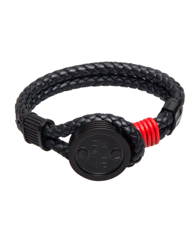 SEVENFRIDAY Bracelet - Piston Engine Black PVD & Black Leather Men's Bracelet - PST3/01 - 768913