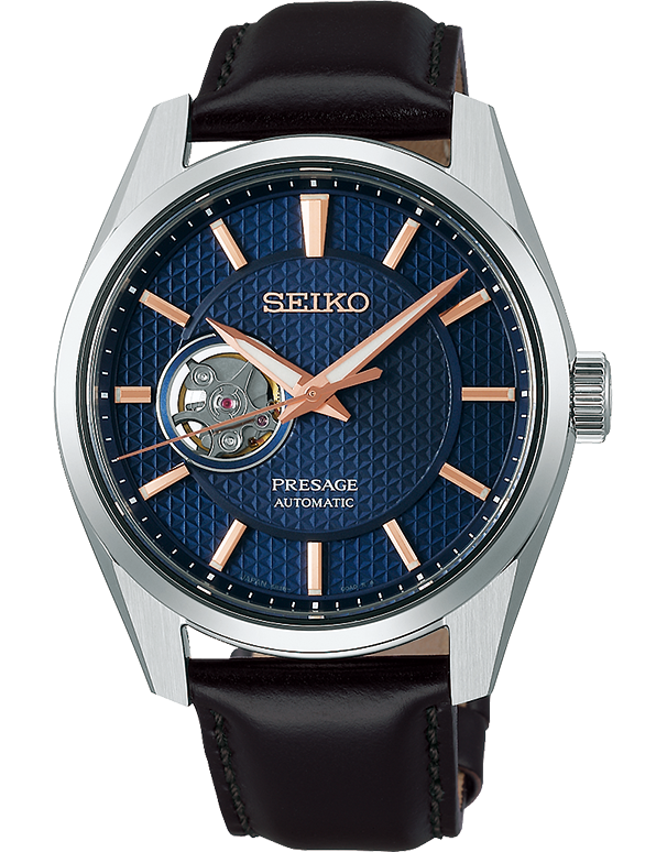 Seiko - Presage Mens Automatic Sharp Edge Blue and Rose 100M Watch - SPB311J - 785753