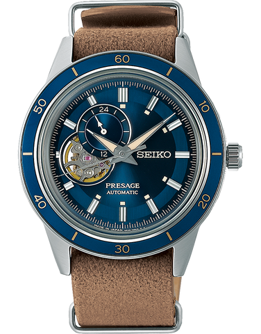 Seiko - Presage Style 60s Blue Dial Open Heart Automatic Watch - SSA453J - 785747
